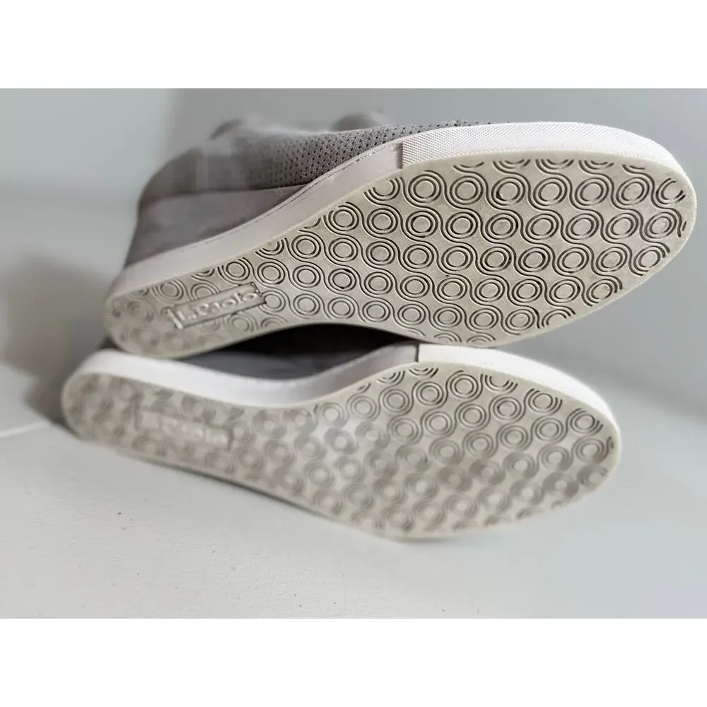 Linea Paolo sneaker suede gray open weave wedge  bootie zip ankle Sz 6M